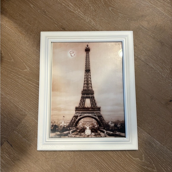 None Other - White Framed Eiffel Tower Wall Art